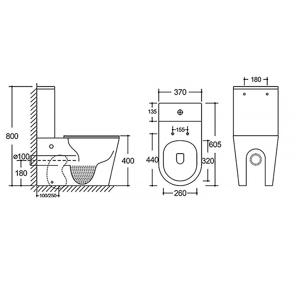 Унитаз Azario Black Queen AZ-8380 Безободковый Выпуск Горизонтальный